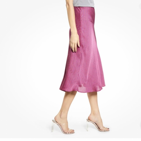 Anthropologie Leith Bias Pink Plumier Frances Geo Print MIDI Skirt - Picture 2 of 6